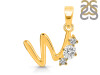 Cubic Zirconia Alphabet W Pendant CUZ-RDA-75.