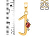 Garnet & White Topaz Alphabet J Pendant GAR-RDA-10.