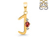 Garnet & White Topaz Alphabet J Pendant GAR-RDA-10.