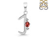 Garnet & White Topaz Alphabet J Pendant GAR-RDA-10.