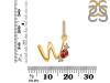 Garnet & White Topaz Alphabet W Pendant GAR-RDA-101.