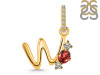 Garnet & White Topaz Alphabet W Pendant GAR-RDA-101.