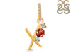Garnet & White Topaz Alphabet X Pendant GAR-RDA-102.