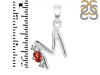 Garnet & White Topaz Alphabet M Pendant GAR-RDA-13.