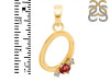 Garnet & White Topaz Alphabet O Pendant GAR-RDA-15.