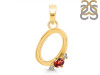 Garnet & White Topaz Alphabet O Pendant GAR-RDA-15.