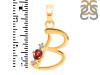 Garnet & White Topaz Alphabet B Pendant GAR-RDA-2.