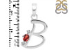 Garnet & White Topaz Alphabet B Pendant GAR-RDA-2.