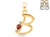Garnet & White Topaz Alphabet B Pendant GAR-RDA-2.