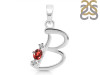 Garnet & White Topaz Alphabet B Pendant GAR-RDA-2.