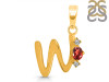 Garnet & White Topaz Alphabet W Pendant GAR-RDA-23.