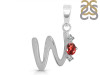 Garnet & White Topaz Alphabet W Pendant GAR-RDA-23.