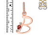 Garnet & White Topaz Alphabet B Pendant GAR-RDA-28.
