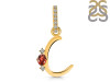 Garnet & White Topaz Alphabet C Pendant GAR-RDA-29.