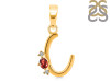 Garnet & White Topaz Alphabet C Pendant GAR-RDA-3.