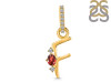 Garnet & White Topaz Alphabet F Pendant GAR-RDA-32.