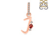 Garnet & White Topaz Alphabet J Pendant GAR-RDA-36.