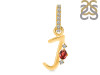 Garnet & White Topaz Alphabet J Pendant GAR-RDA-36.