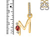 Garnet & White Topaz Alphabet M Pendant GAR-RDA-39.