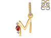 Garnet & White Topaz Alphabet M Pendant GAR-RDA-39.