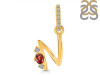 Garnet & White Topaz Alphabet N Pendant GAR-RDA-40.