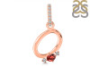Garnet & White Topaz Alphabet O Pendant GAR-RDA-41.