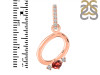 Garnet & White Topaz Alphabet O Pendant GAR-RDA-41.