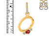 Garnet & White Topaz Alphabet O Pendant GAR-RDA-41.