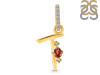 Garnet & White Topaz Alphabet T Pendant GAR-RDA-46.