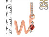 Garnet & White Topaz Alphabet W Pendant GAR-RDA-49.