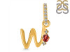 Garnet & White Topaz Alphabet W Pendant GAR-RDA-49.