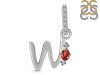 Garnet & White Topaz Alphabet W Pendant GAR-RDA-49.