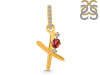 Garnet & White Topaz Alphabet X Pendant GAR-RDA-50.
