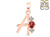 Garnet & White Topaz Alphabet A Pendant GAR-RDA-53.