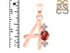 Garnet & White Topaz Alphabet A Pendant GAR-RDA-53.