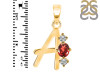 Garnet & White Topaz Alphabet A Pendant GAR-RDA-53.