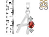 Garnet & White Topaz Alphabet A Pendant GAR-RDA-53.