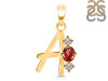 Garnet & White Topaz Alphabet A Pendant GAR-RDA-53.