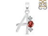 Garnet & White Topaz Alphabet A Pendant GAR-RDA-53.