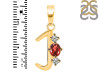 Garnet & White Topaz Alphabet J Pendant GAR-RDA-62.