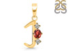 Garnet & White Topaz Alphabet J Pendant GAR-RDA-62.