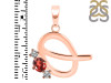 Garnet & White Topaz Alphabet Q Pendant GAR-RDA-69.