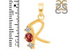 Garnet & White Topaz Alphabet R Pendant GAR-RDA-70.