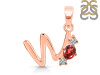 Garnet & White Topaz Alphabet W Pendant GAR-RDA-75.