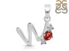 Garnet & White Topaz Alphabet W Pendant GAR-RDA-75.