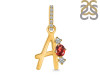 Garnet & White Topaz Alphabet A Pendant GAR-RDA-79.
