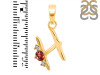 Garnet & White Topaz Alphabet H Pendant GAR-RDA-8.