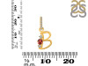 Garnet & White Topaz Alphabet B Pendant GAR-RDA-80.