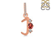 Garnet & White Topaz Alphabet J Pendant GAR-RDA-88.