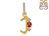 Garnet & White Topaz Alphabet J Pendant GAR-RDA-88.